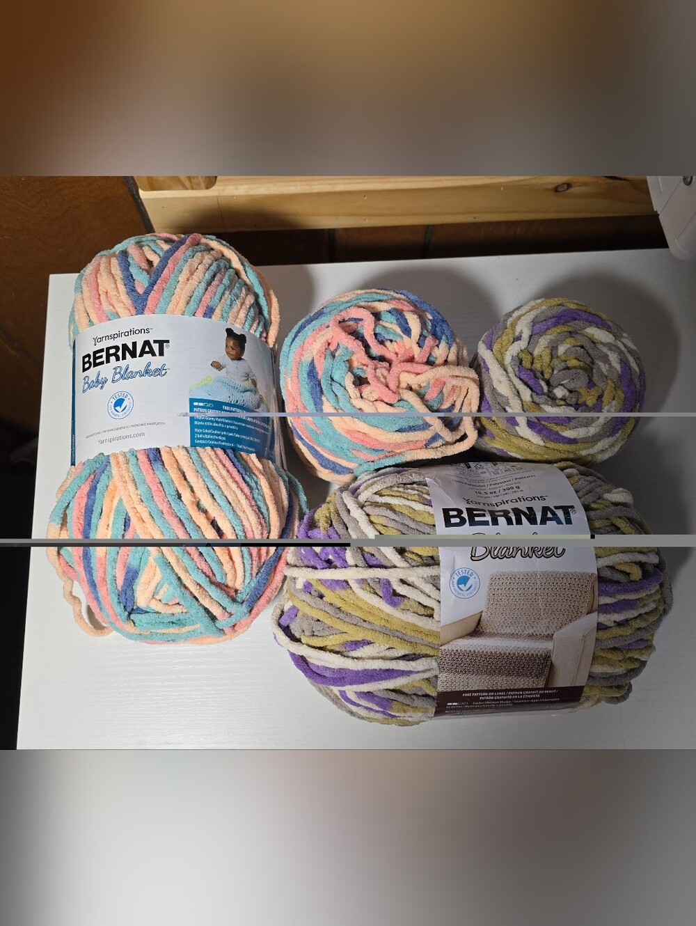 Lot of 2+ Skeins of Bernat Baby Blanket Yarn - Mini Succulents and Lilac Bush